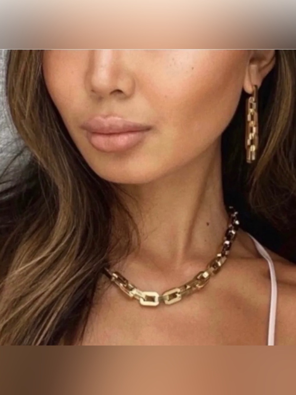 New Eddie Borgo Supra Chain Link Necklace and Earrings Gold Tone Jewelry Chic